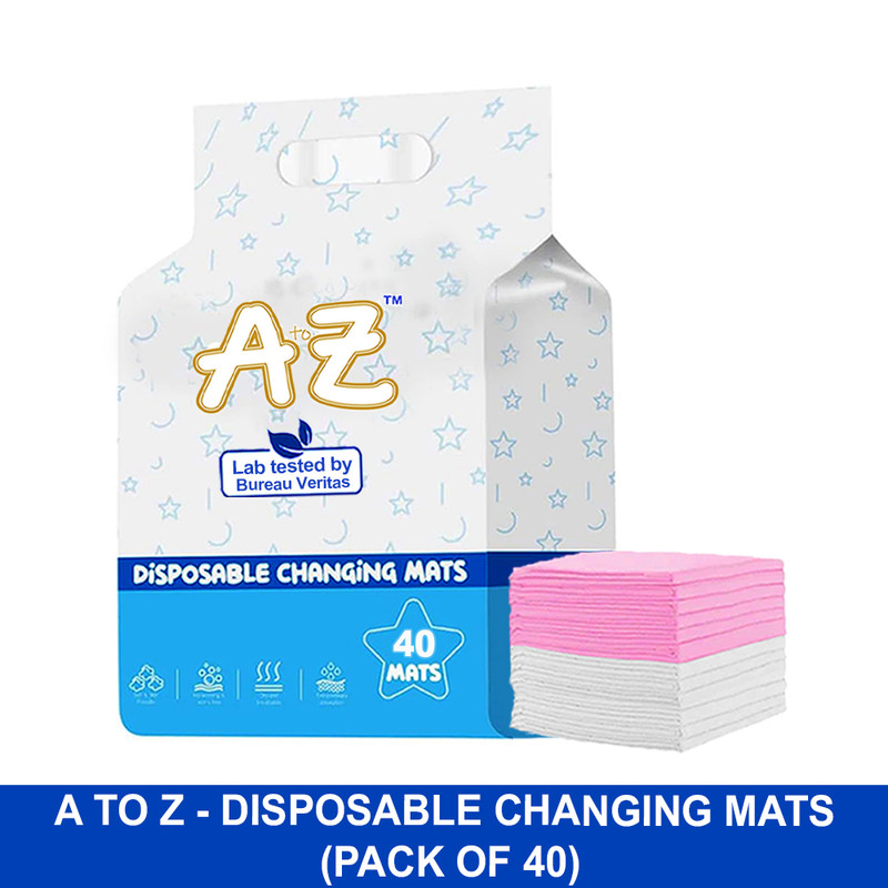 A To Z - Disposable Changing Mats - Pack of 40 - White/Pink - Large