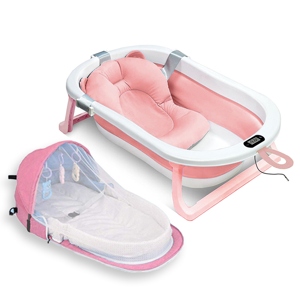 Star Babies Baby Foldable Bathtub Combo Pack - Pink