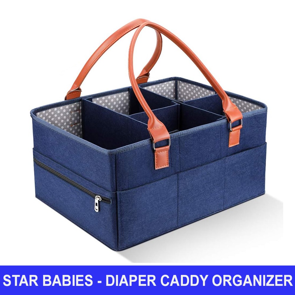 Star Babies - Square Caddy Diaper Bag Organizer - Navy Blue