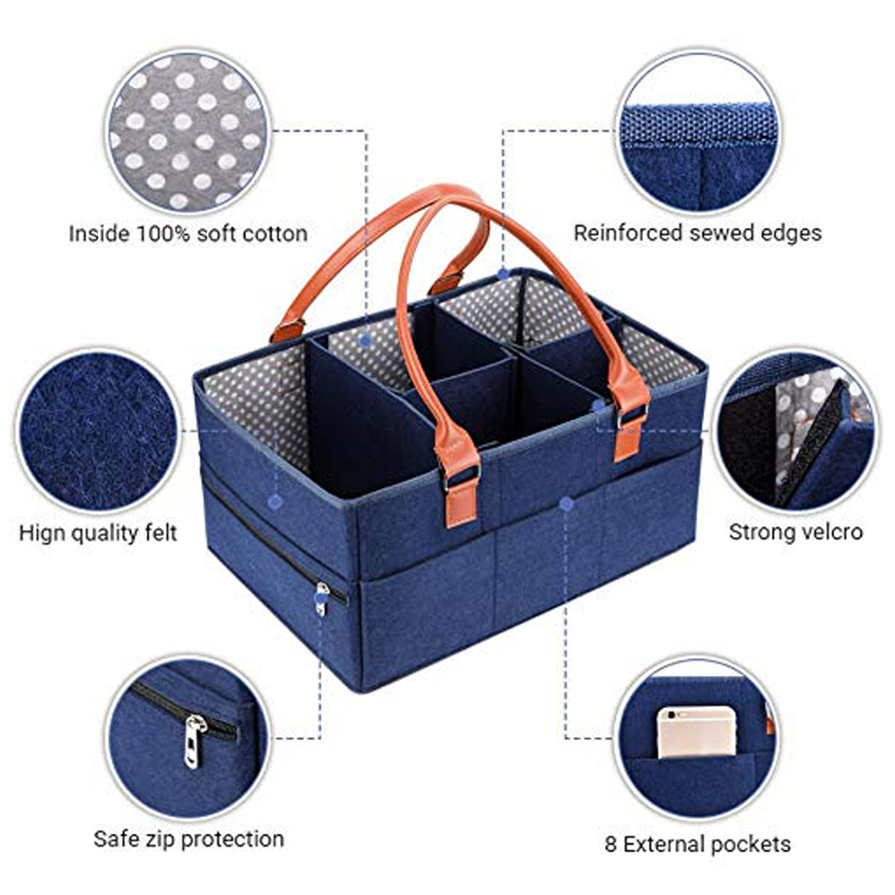 Star Babies - Square Caddy Diaper Bag Organizer - Navy Blue