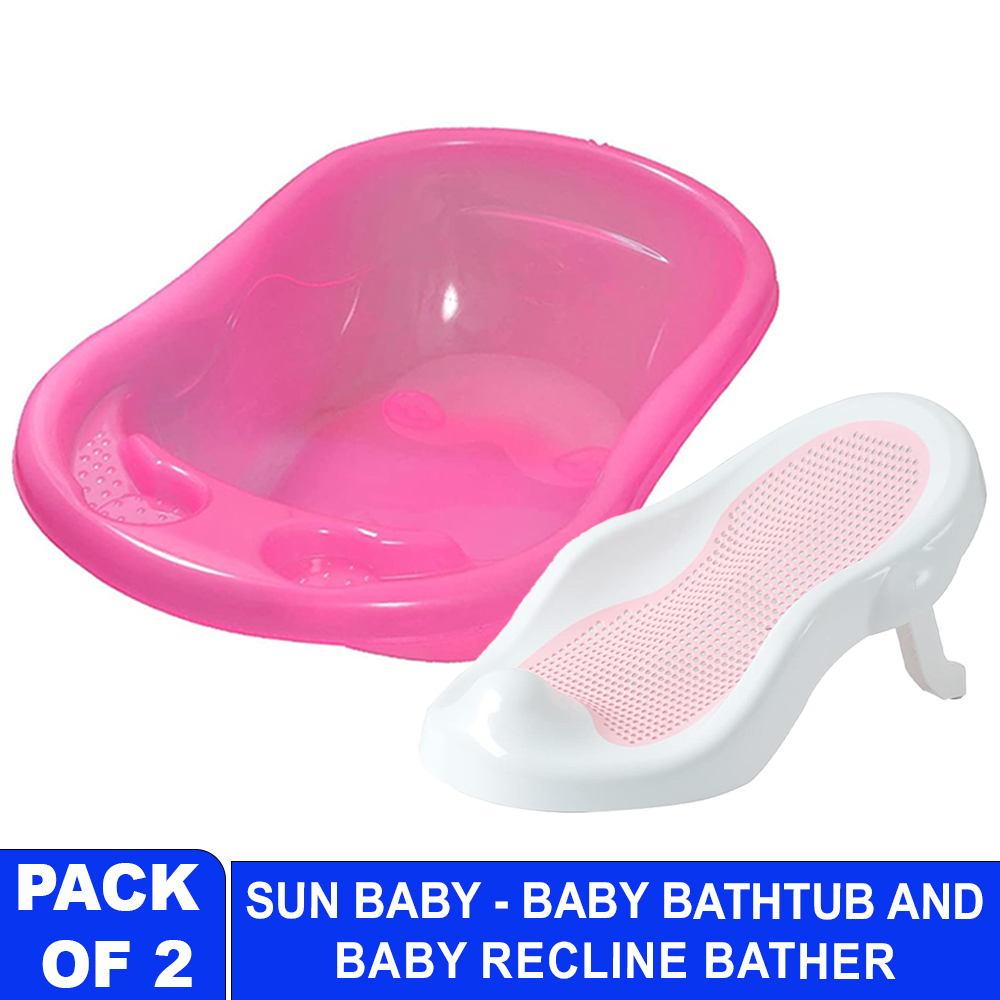 Sunbaby - Splash Baby Bathtub With Baby Bathing Seat - Pink