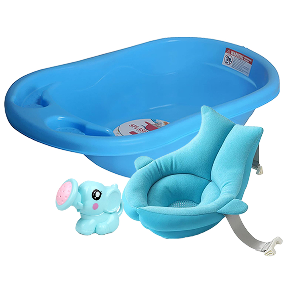 Sunbaby - Splash Baby Bathtub With Soft Sink Baby Bather & Kettle Toy - Blue