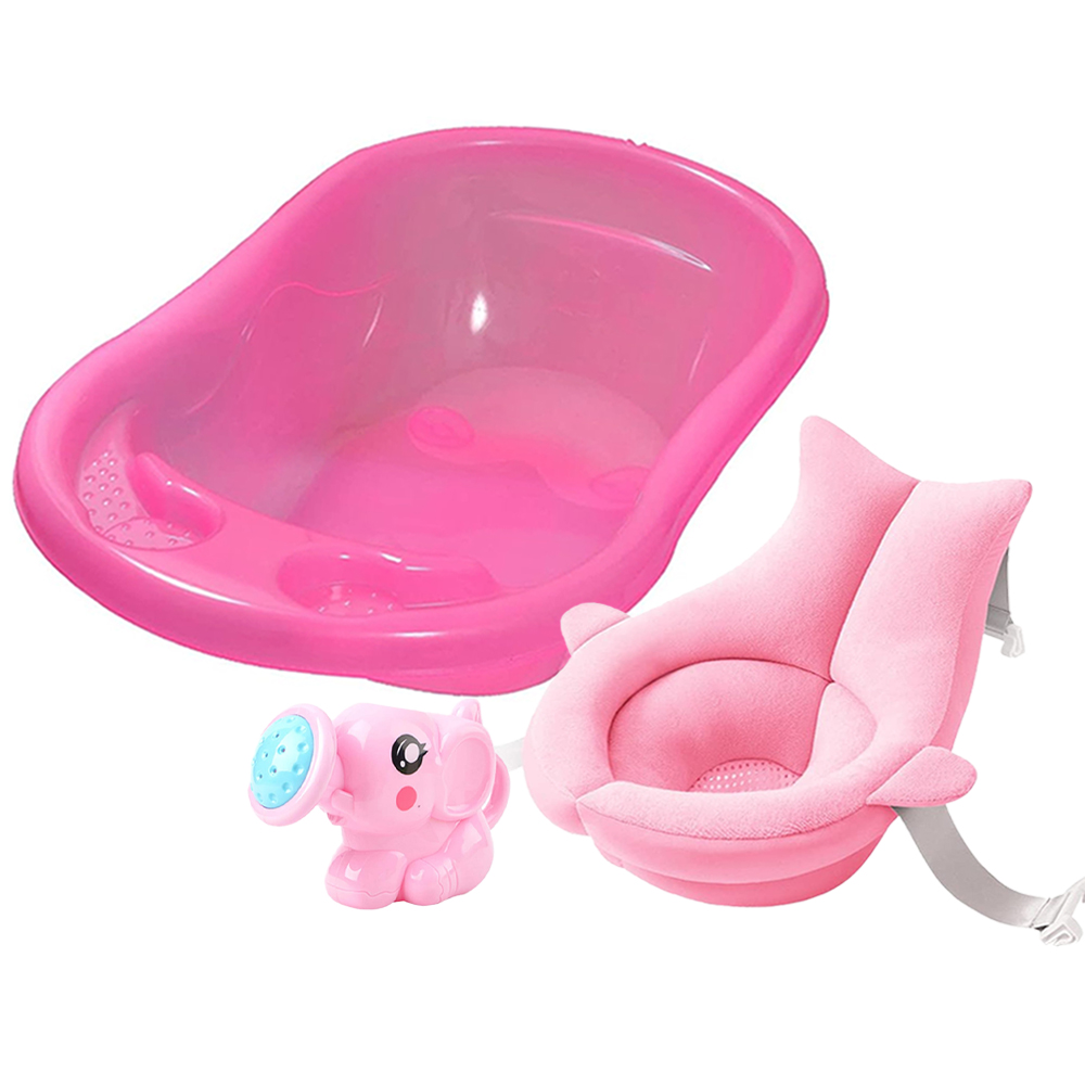 Sunbaby - Splash Baby Bathtub With Soft Sink Baby Bather & Kettle Toy - Pink