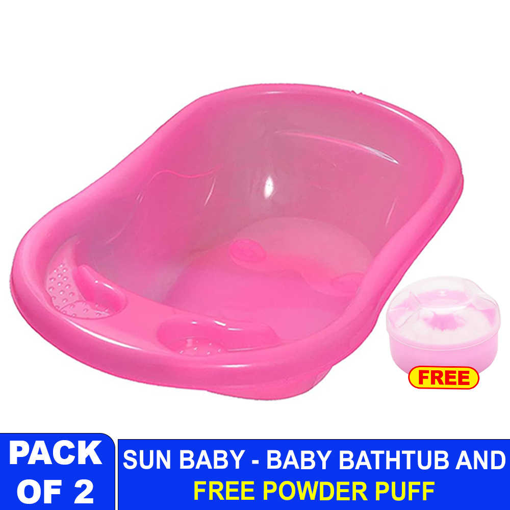Sunbaby - Splash Baby Bathtub With Powder Puff - Pink