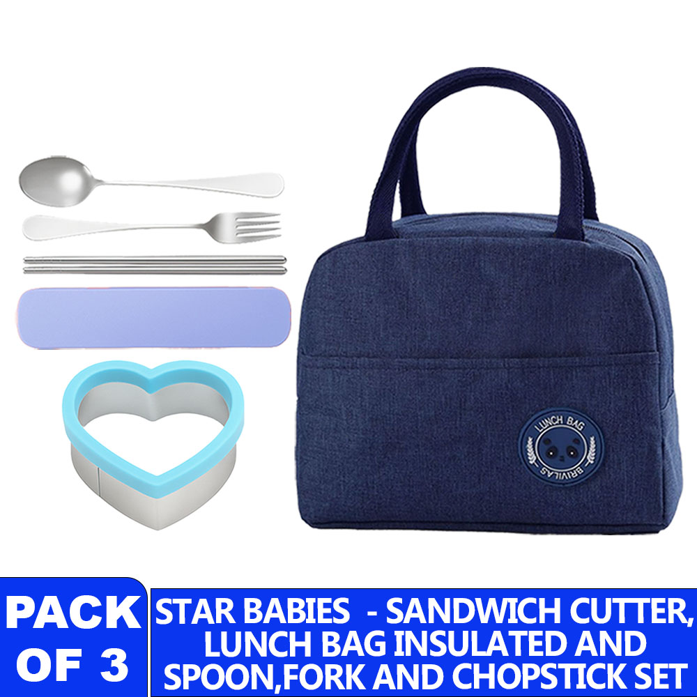 Star Babies - Insulated Mini Lunch Bag, Sandwich Cutter & Cutlery Set - Multicolor - 7 Pcs