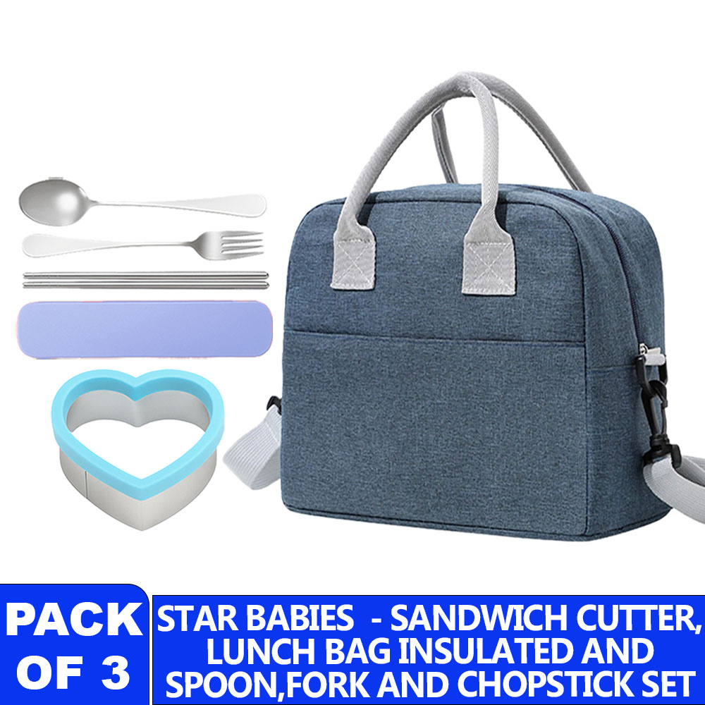 Star Babies - Insulated Lunch Bag, Sandwich Cutter & Cutlery Set - Multicolor - 7 Pcs