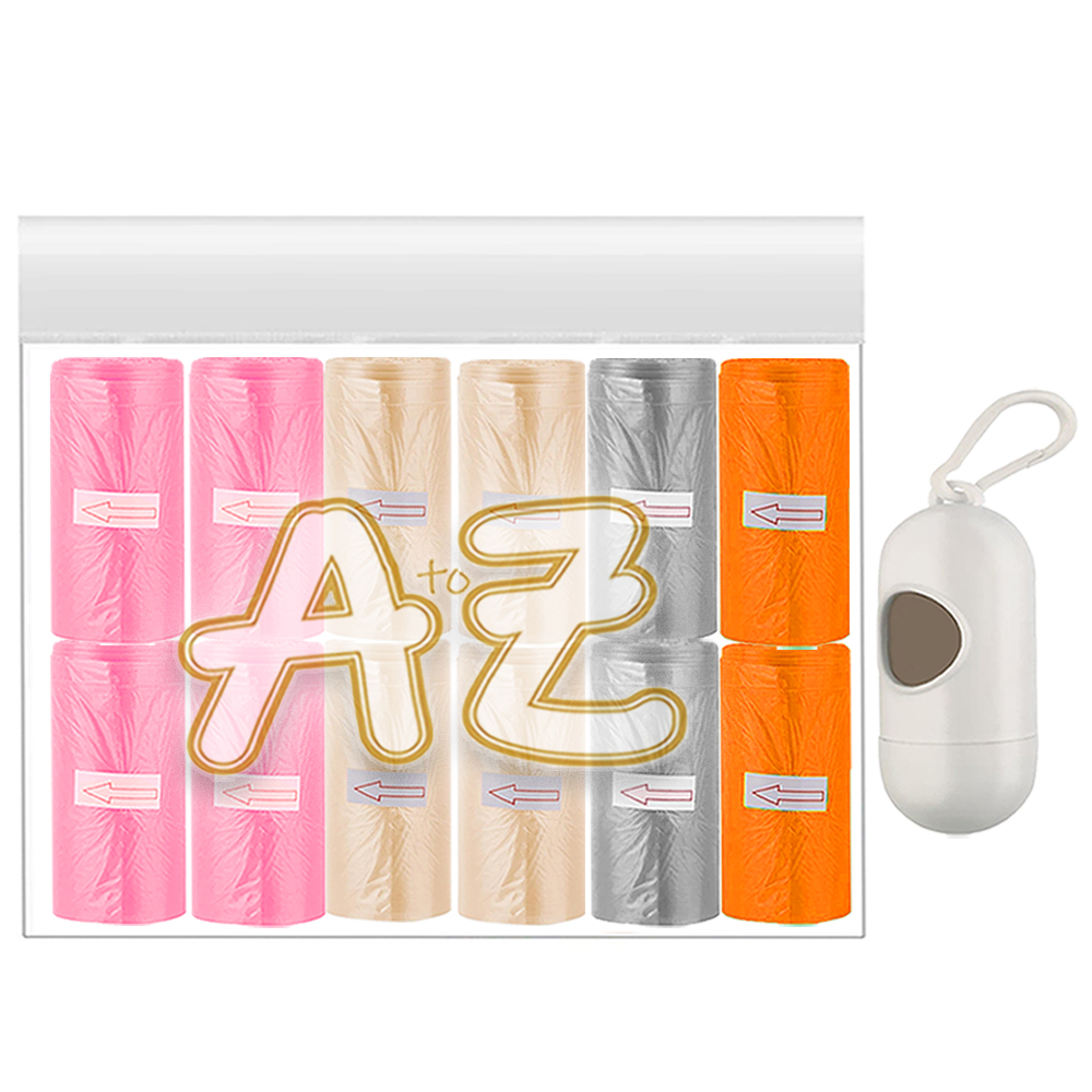 A To Z - Scented Nappy Bag - 180 Pcs With Dispenser - Ivory/Grey/Pink/Orange