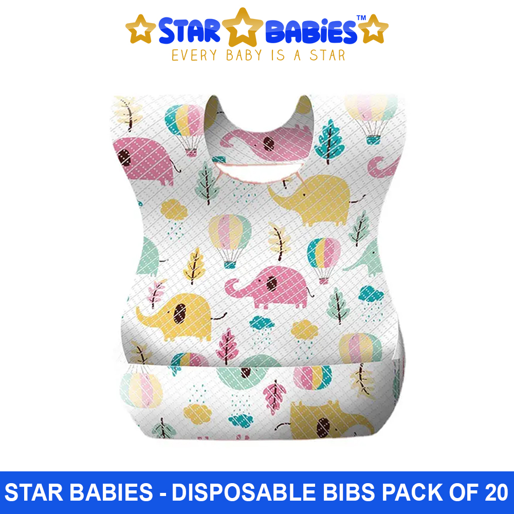 Star Babies - Disposable Bibs - Pack of 20 - Elephant