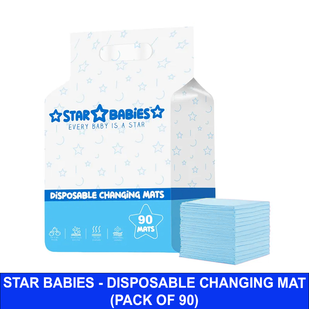 Star Babies - Disposable Changing Mats - Blue - 60x60 cm - 90 Pcs