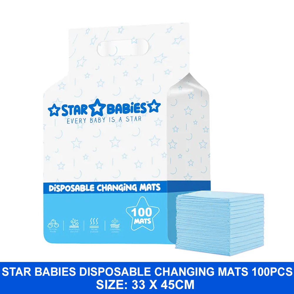 Star Babies - Disposable Changing Mats - Blue - 33x45 cm - 100 Pcs