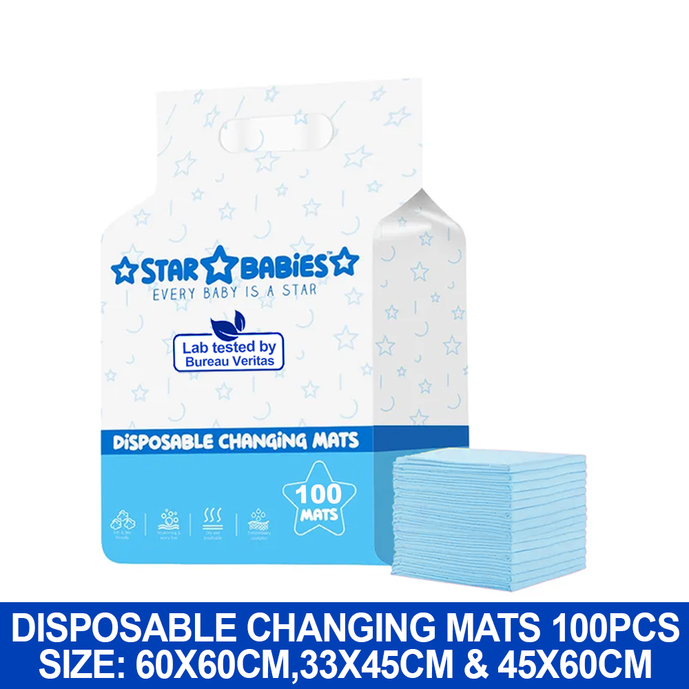 Star Babies - Disposable Changing Mats - Blue - 100 Pcs