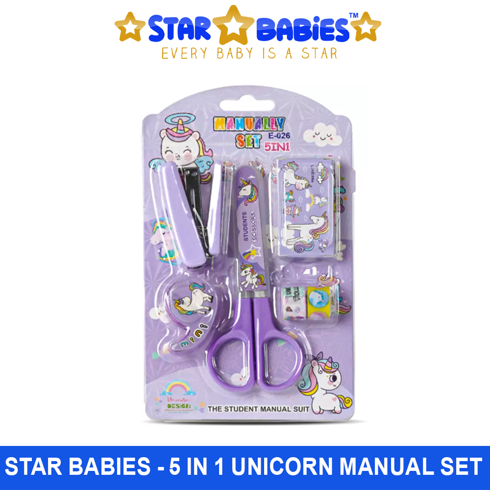 Star Babies - 5-In-1 Stationery Set - Unicorn - Purple