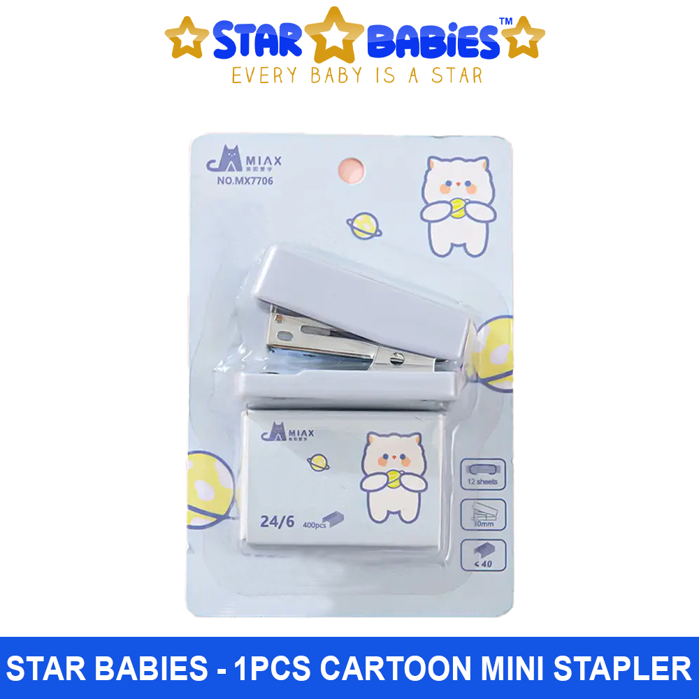 Star Babies - Cartoon Mini Stapler With 400 Staples - Blue