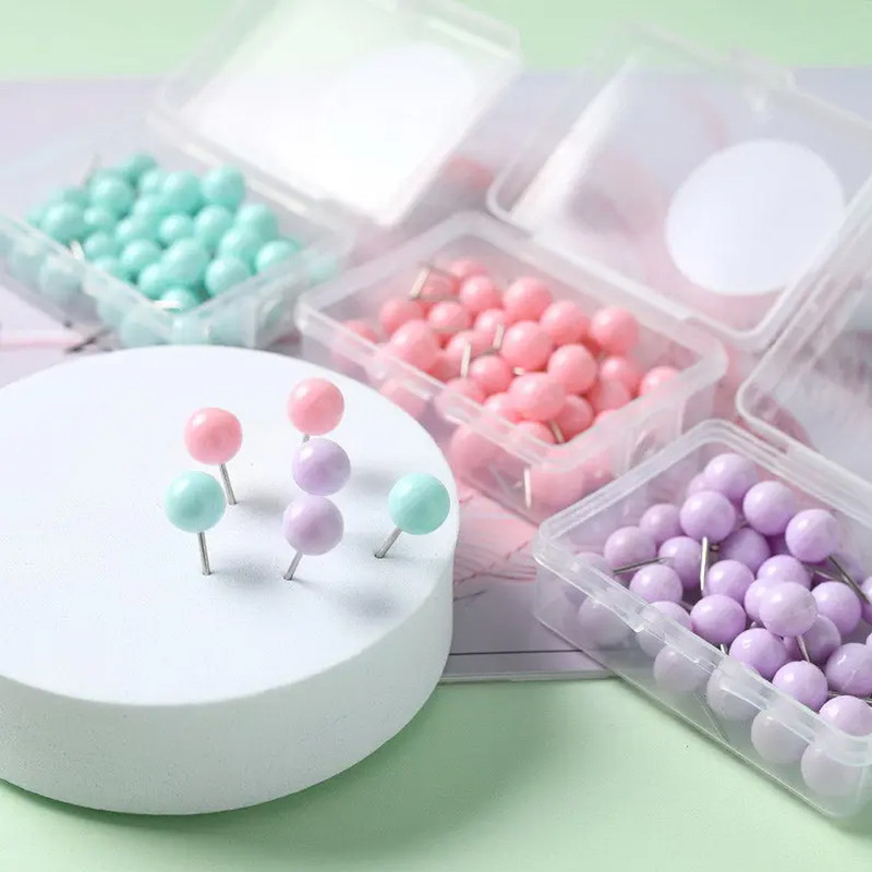Star Babies - Small Push Pins With Storage Box - Green - 40 Pcs