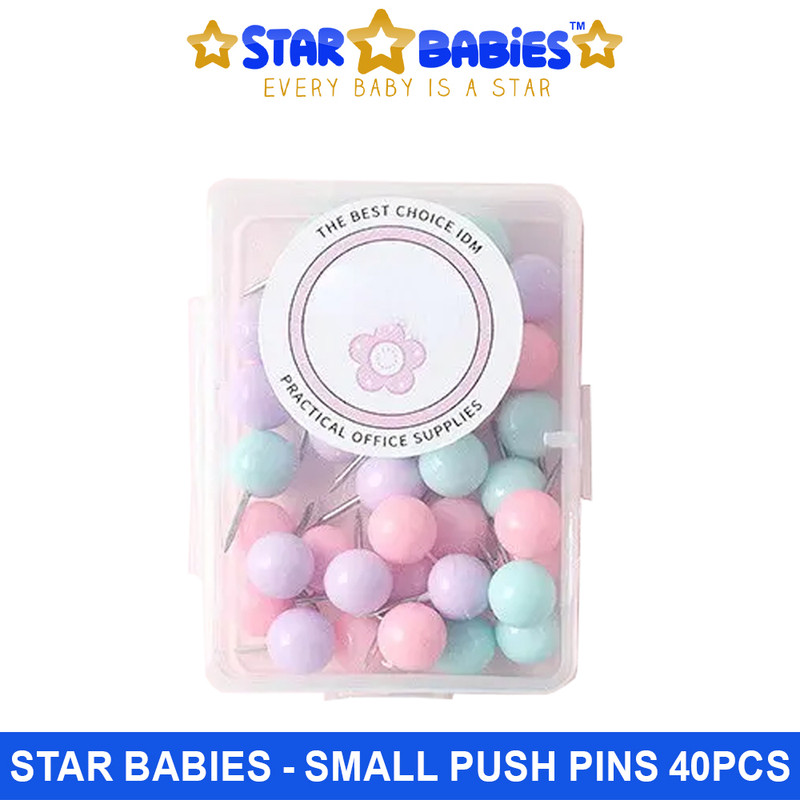 Star Babies - Small Push Pins With Storage Box - Multicolor - 40 Pcs