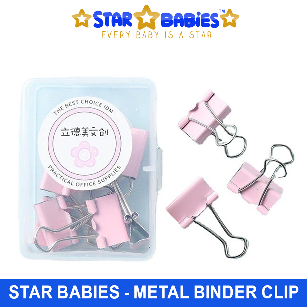 Star Babies - Long Tailed Metal Binder Clip - 8 Pcs - Pink