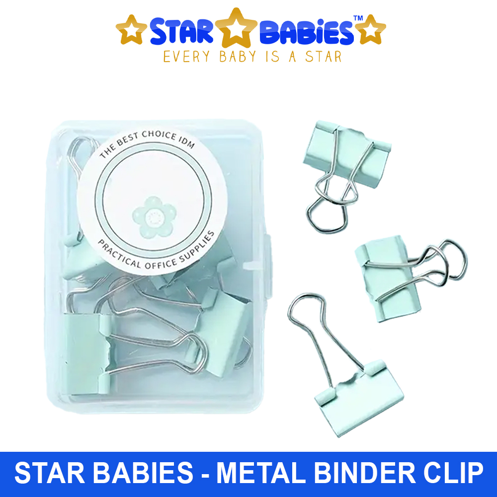Star Babies - Long Tailed Metal Binder Clip - 8 Pcs - Green