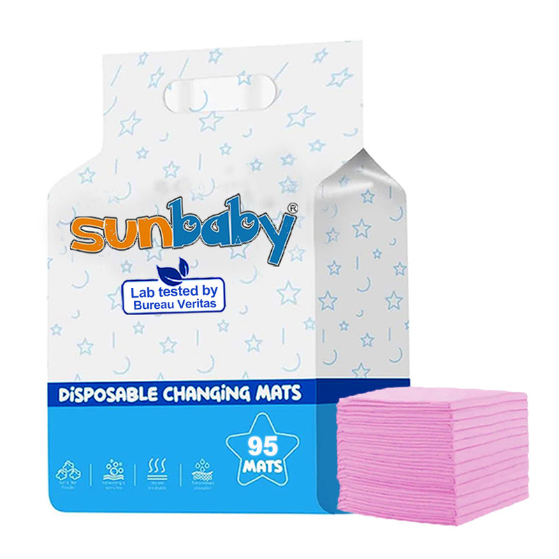 SunBaby - Disposable Changing Mats Large Pack of 95 - Pink