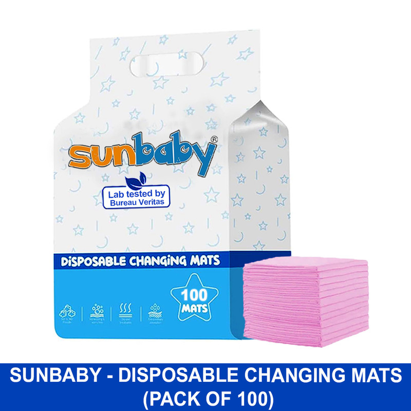 SunBaby - Disposable Changing Mats Pak of 100 - Pink