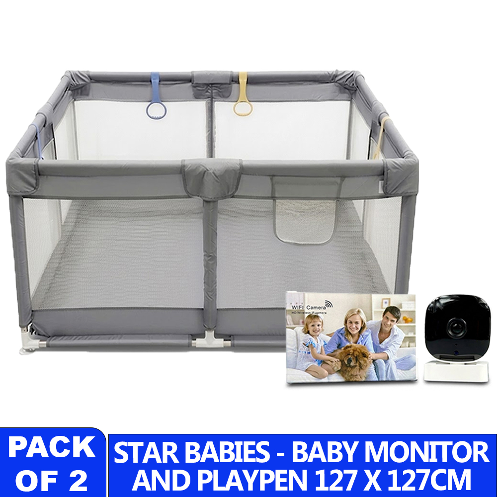 Star Babies - HD Wireless Baby IP Camera & Playpen Set - Multicolor - 127x127 cm - 2 Pcs