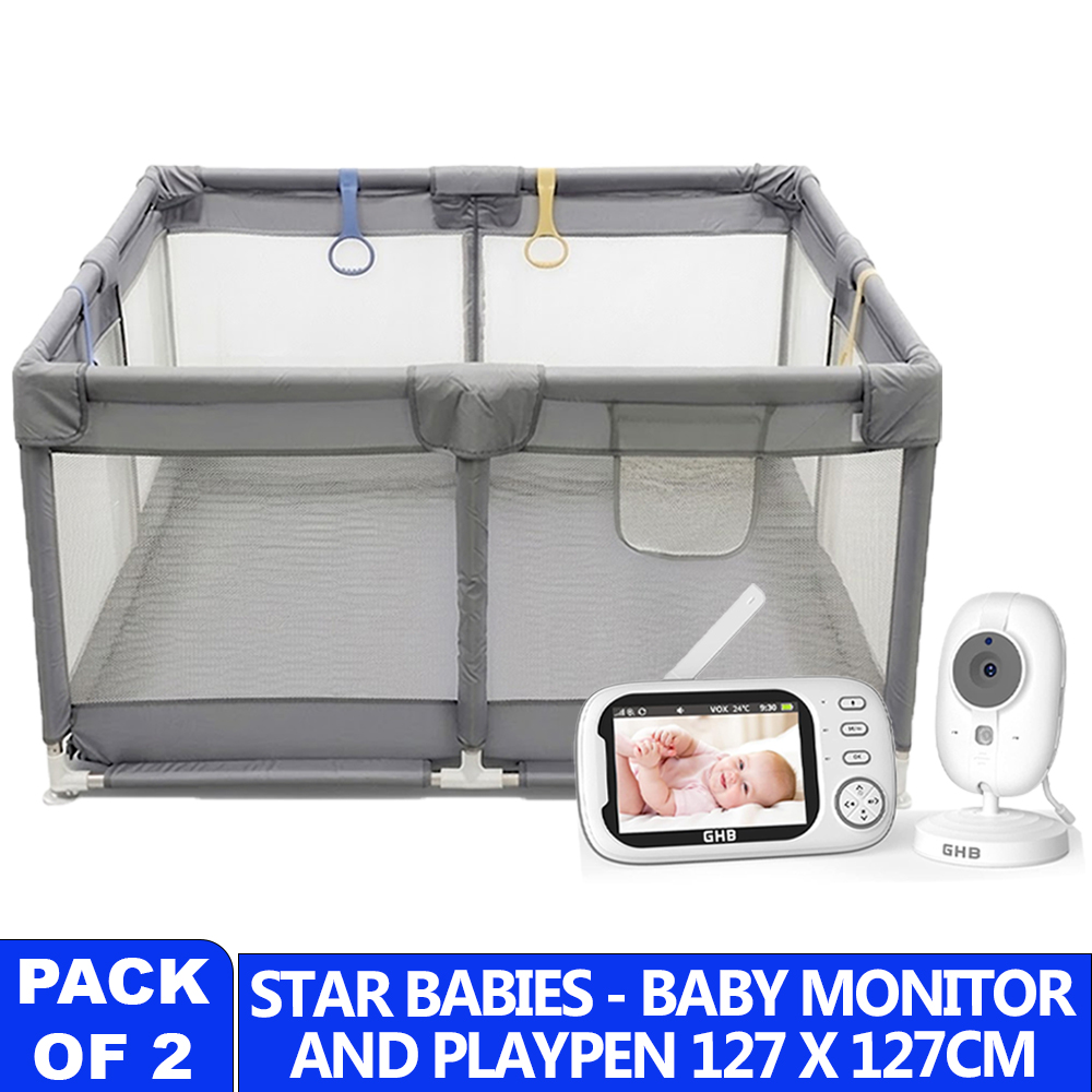 Star Babies - HD Wireless Baby Camera With Screen And Playpen Set - Multicolor - 127x127 cm - 2 Pcs