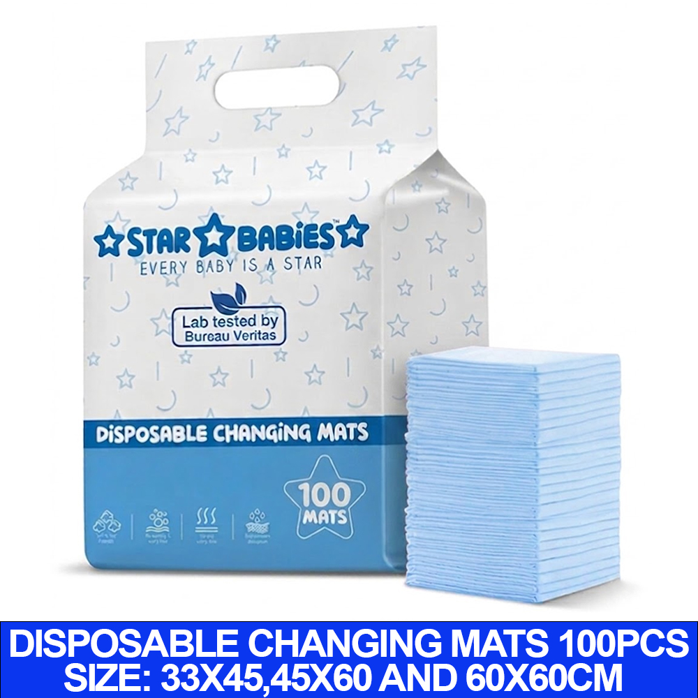 Star Babies - Baby Disposable Changing Mats Variety Pack - 100 Pcs
