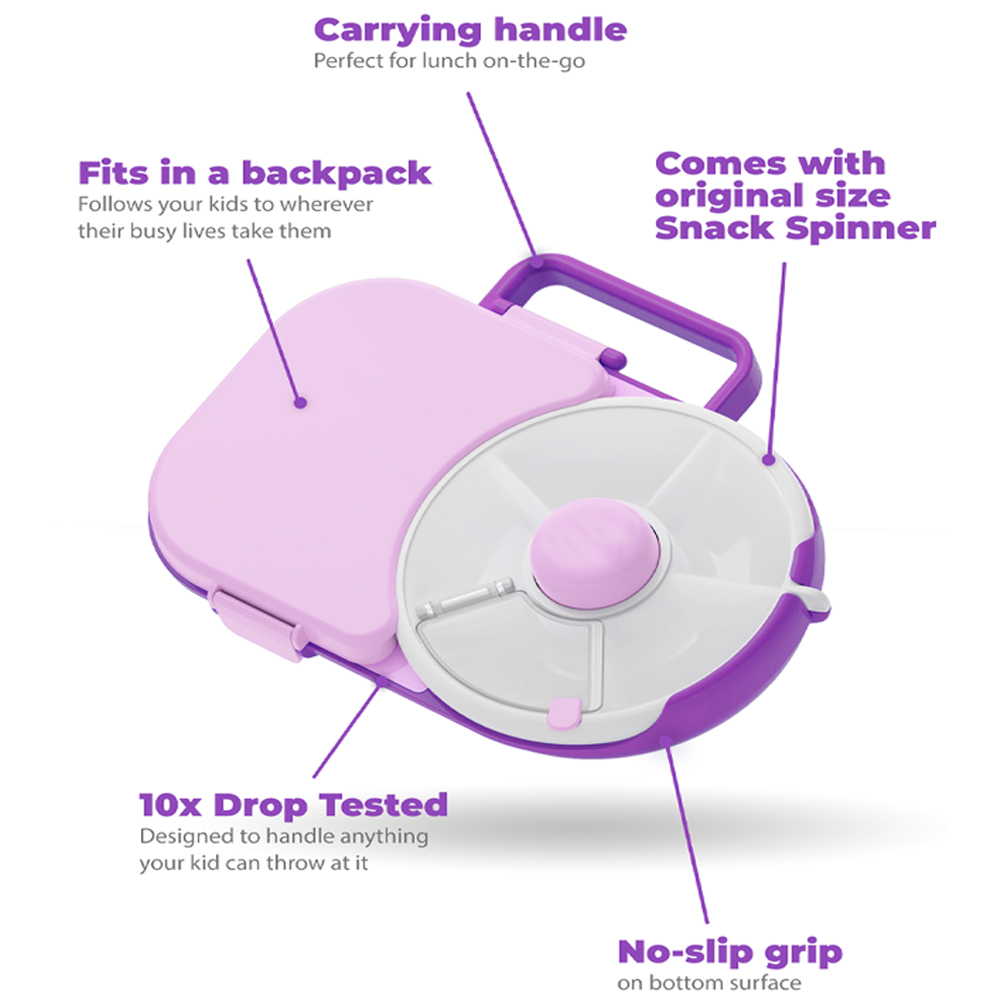 Star Babies - 8 Compartment Spinner Lunch Box And Mermaid Water Bottle - Purple - 500 ml