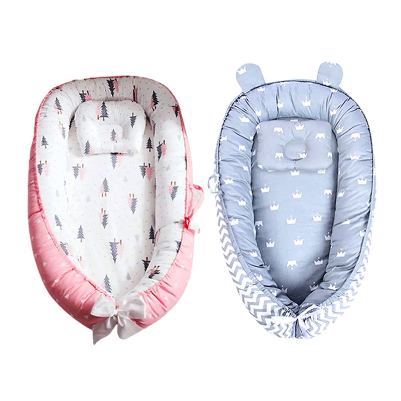 Star Babies Baby Sleeping Lounger Pod 2-Pc Set - Grey/Pink