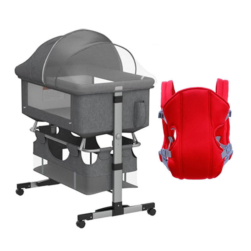 Star Babies 3-In-1 Baby Bed With Baby Carrier - Grey/Red
