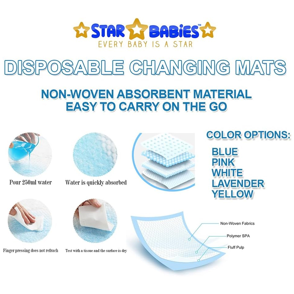 Star Babies - Disposable Changing Pads With Toy Rubber Duck Set 30Pcs - White