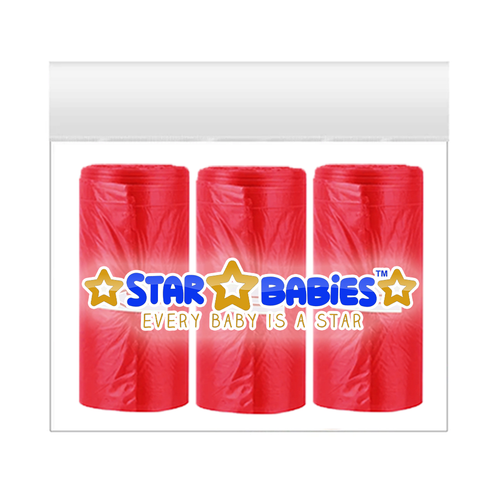 Star Babies - Scented Nappy Bags - Red - Pack of 3 - 45 Pcs