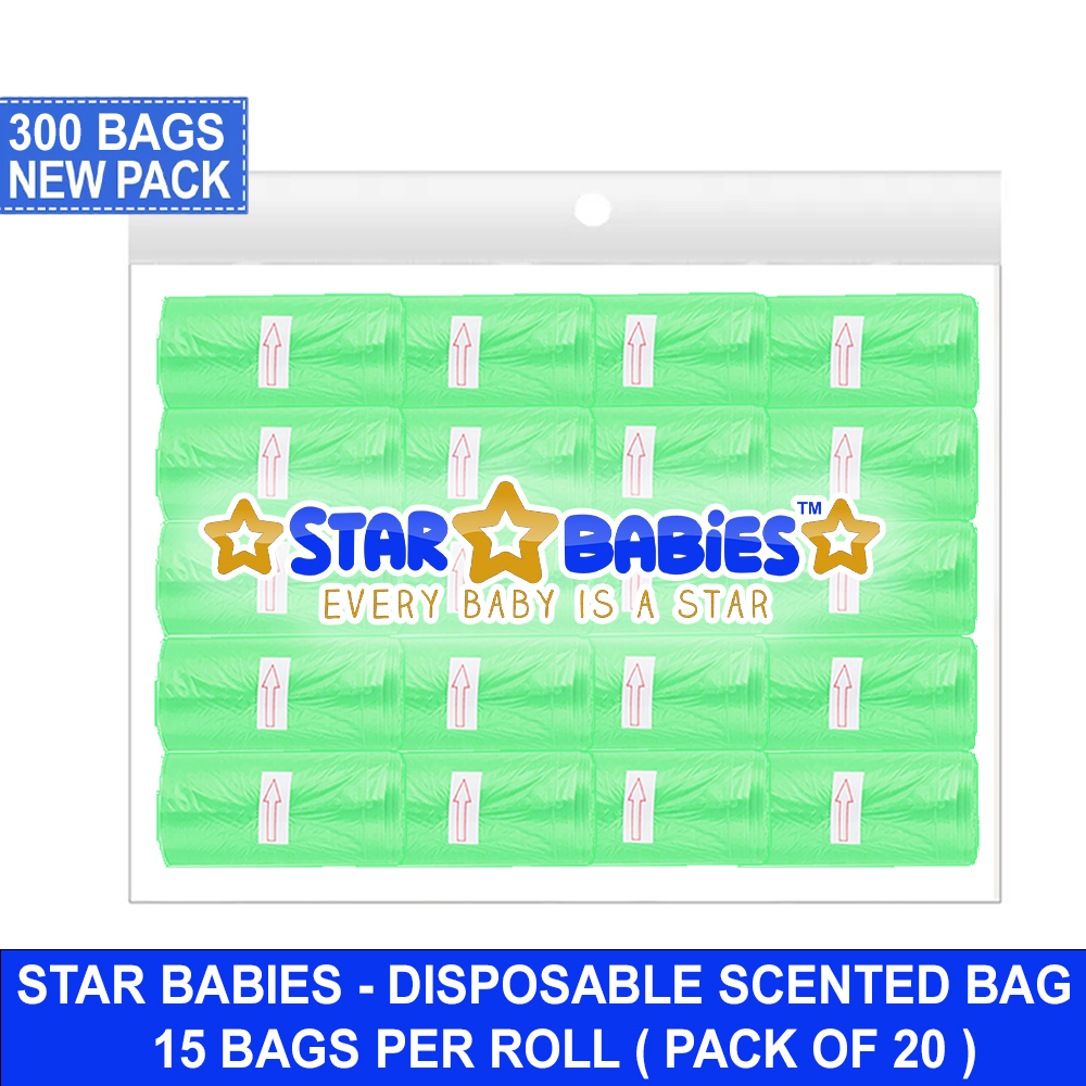 Star Babies - Scented Nappy Bags Pack Of 20 - 300s - Light Green
