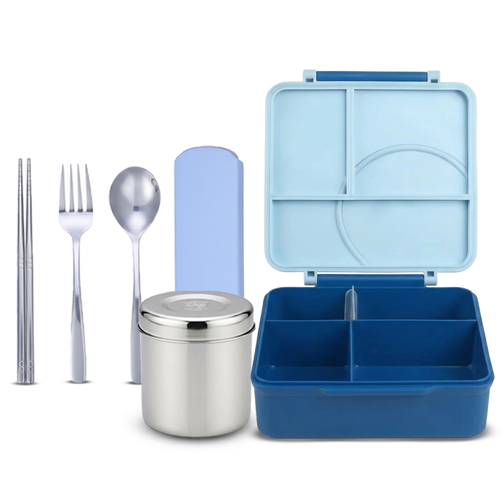 Star Babies - 3 Compartment Kids Lunch Box With Food Jar & Cutlery Set