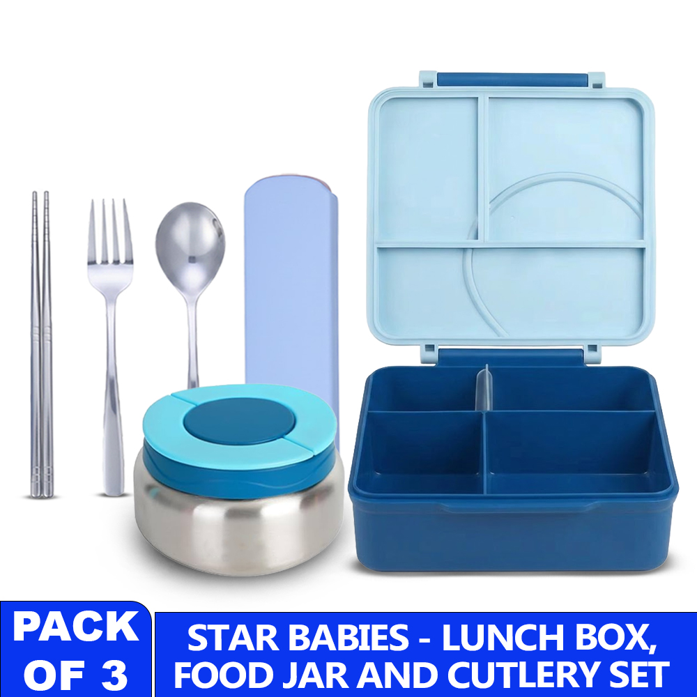 Star Babies - 3 Compartment Bento Lunch Box With Food Jar & Cutlery Set