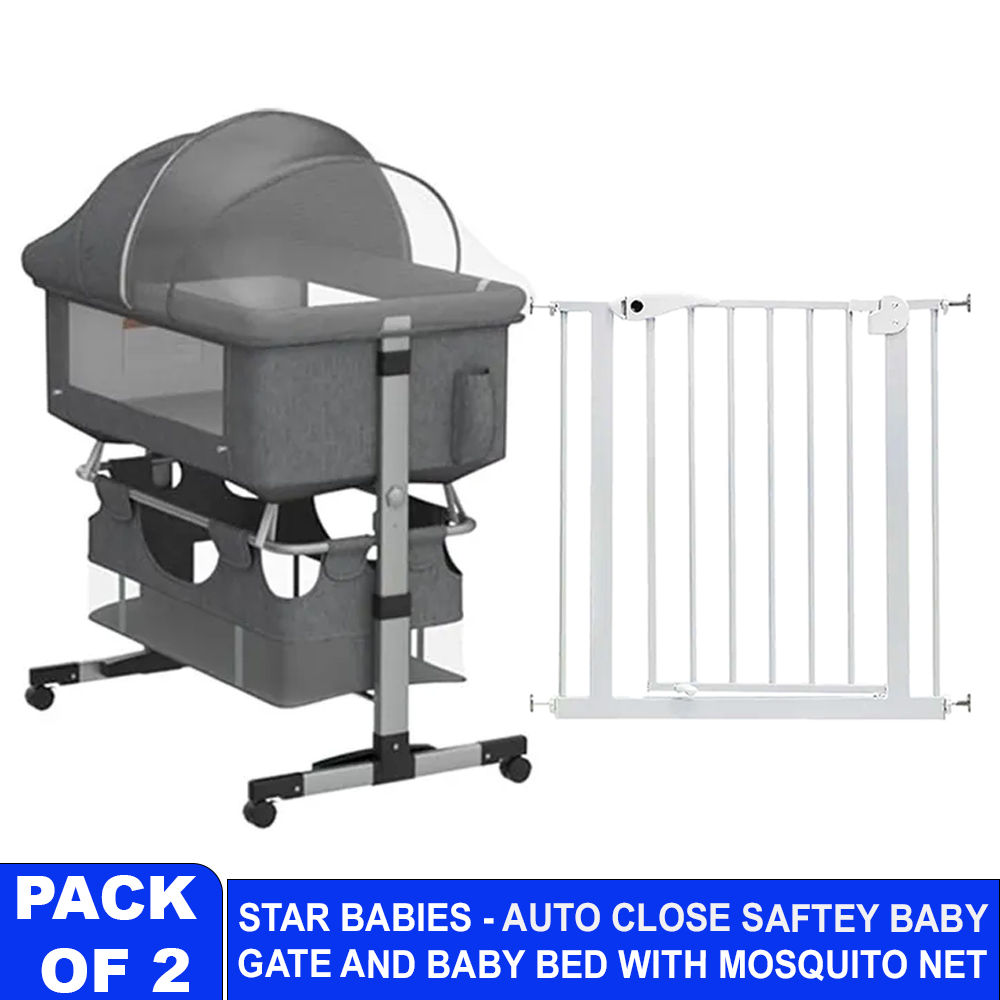 Star Babies - Bedside Crib & Auto-Close Safety Gate - 75-84cm