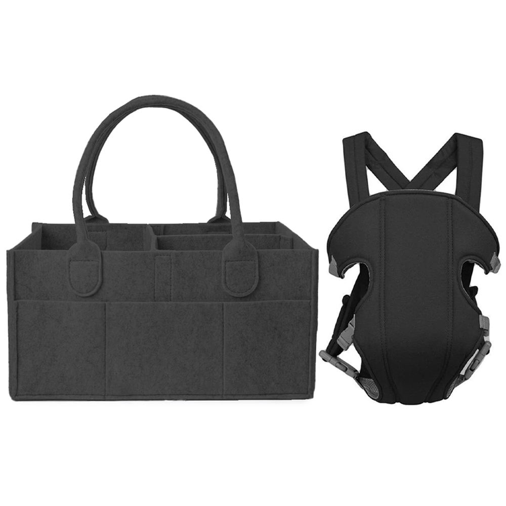 Star Babies - Caddy Diaper Bag Organizer With Adjustable Baby Carrier - Black - Pack Of 2