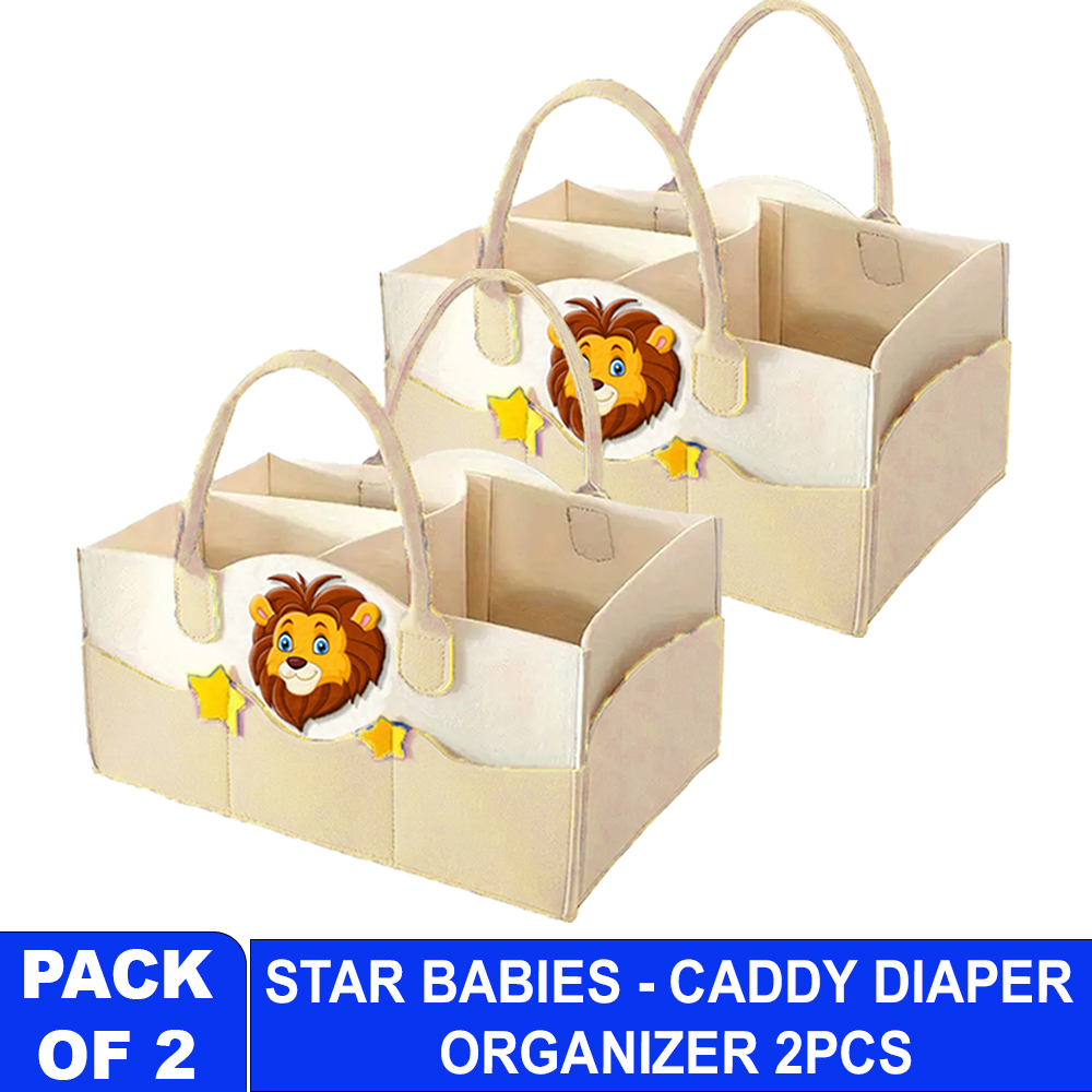 Star Babies - Caddy Diaper Bag Organizer - Lion - Khaki - Pack Of 2