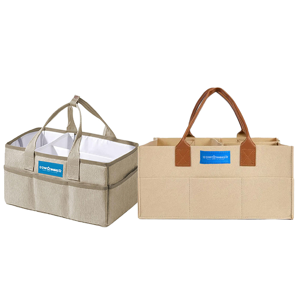 Star Babies - Caddy Diaper Bag - Lion - Khaki/Ivory - Pack Of 2 - Medium