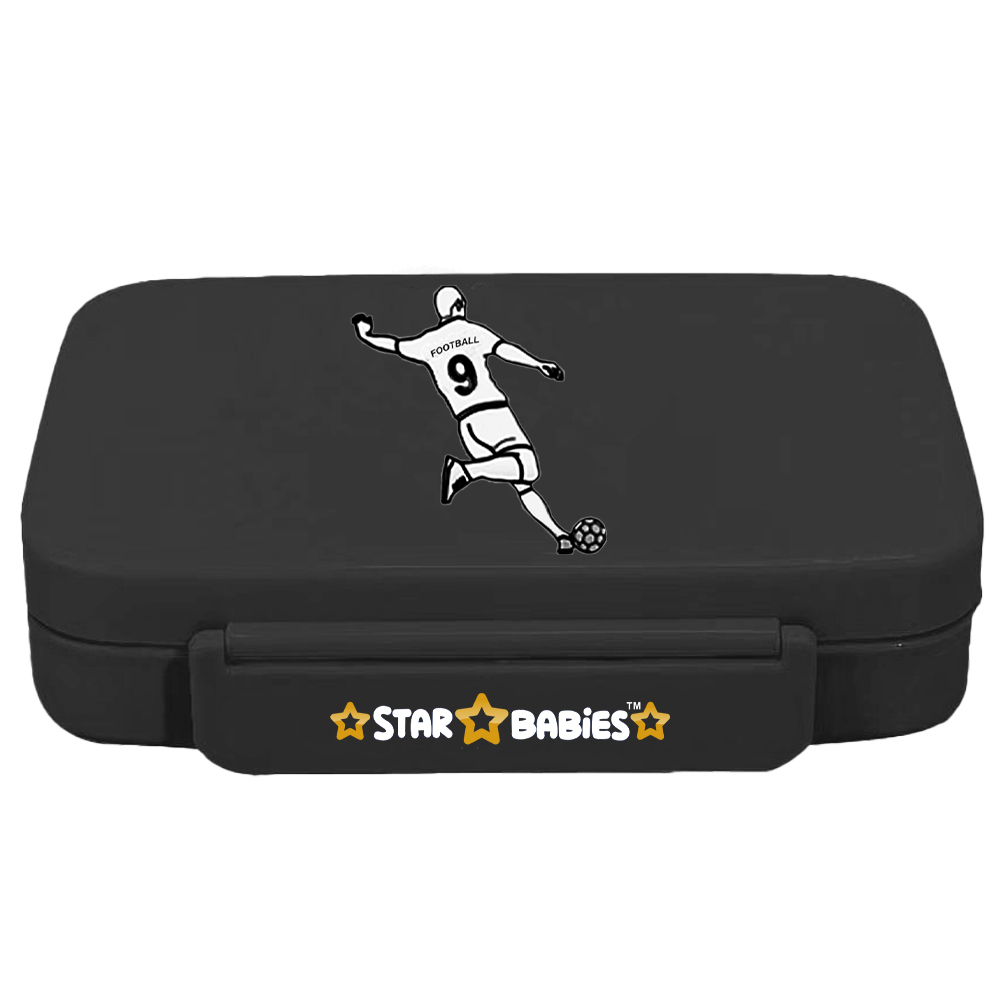 Star Babies - Bento Lunch Box With 4 Compartments - Football - Black