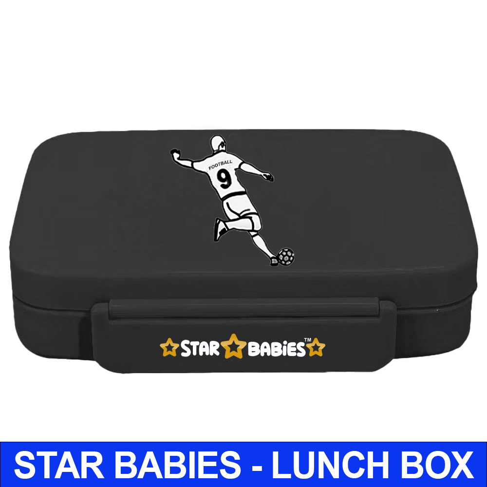 Star Babies - Bento Lunch Box With 4 Compartments - Football - Black