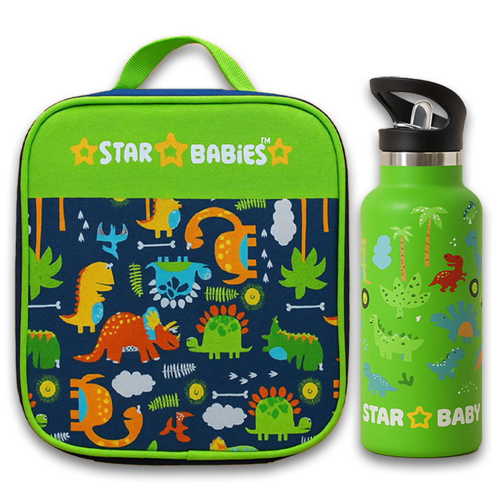 Star Babies - Bento Lunch Bag & Stainless Steel Water Bottle Set - Jungle - 2 Pcs