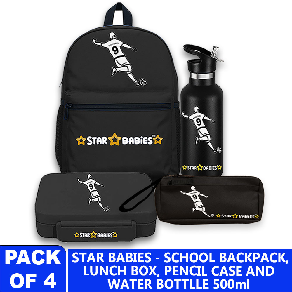 Star Babies - School Backpack, Bento Lunch Box With Stainless Steel Water Bottle & Pencil Case Set - Multicolor - 4 Pcs