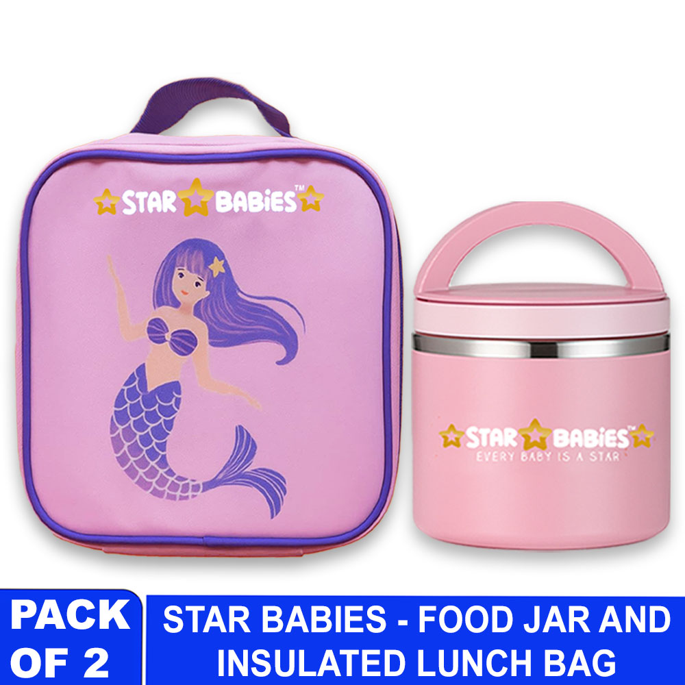 Star Babies - Food Jar & Insulated Bento Lunch Bag Set - Little Mermaid - 2 Pcs