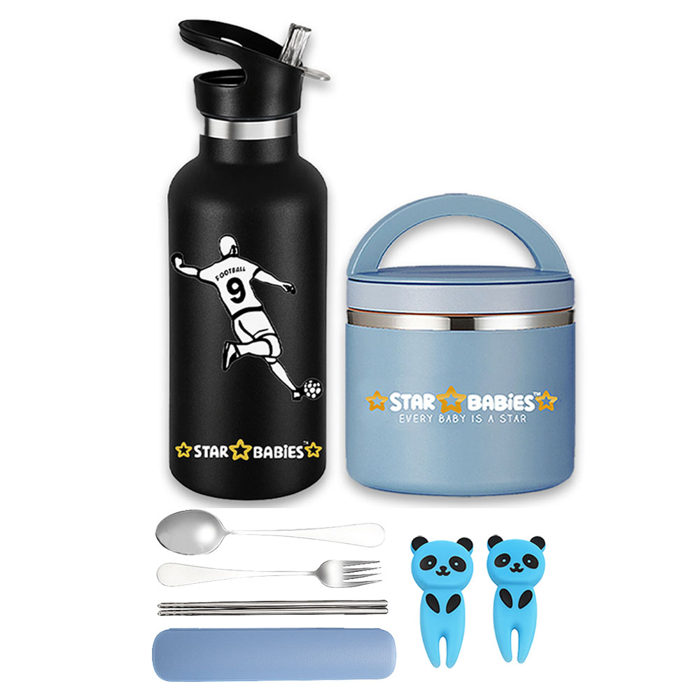 Star Babies - Stainless Steel Bottle & Food Jar + 2 Fruit Picks + Fork-Spoon Set