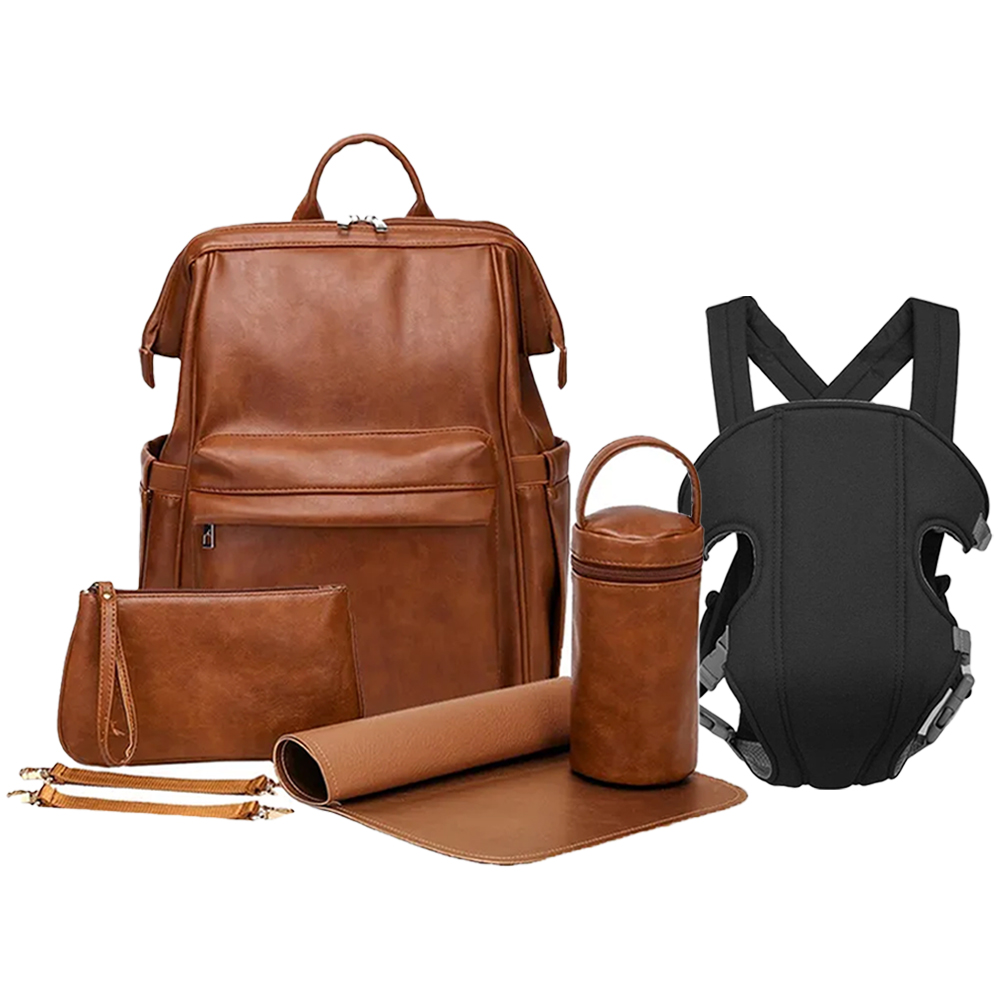 Star Babies - Leather Diaper Bag Bag With Baby Carrier Set