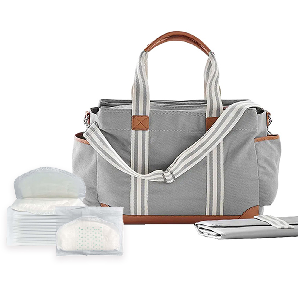 Star Babies - Tote Diaper Bag With Disposable Breast Pad - 20 Pcs
