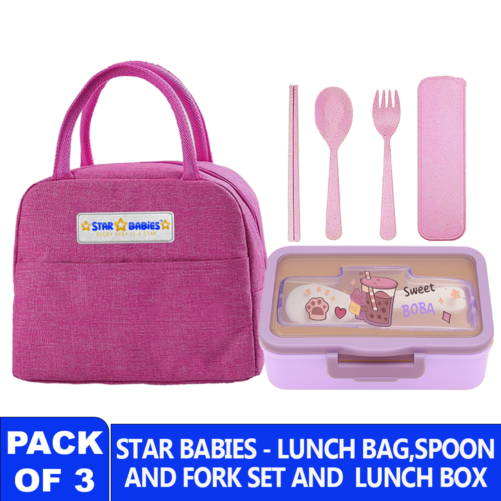 Star Babies - Insulated Lunch Bag And Lunch Box With Cutlery Set - 6 Pcs