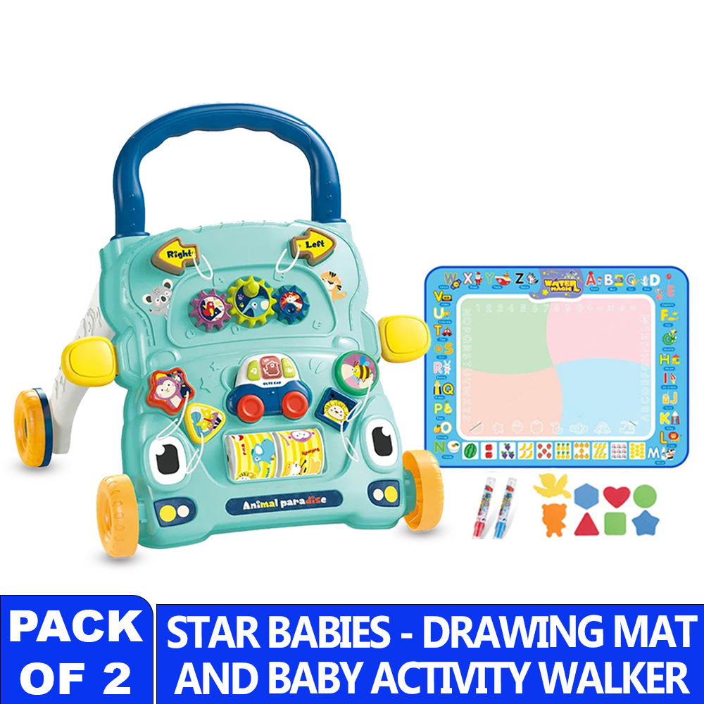 Star Babies - Baby Drawing Mat With Activity Walker Set