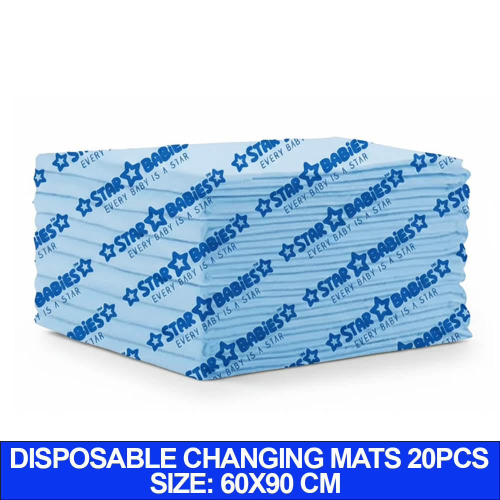 Star Babies - Disposable Changing Mats 60cm X 90cm - Blue - 20 pcs