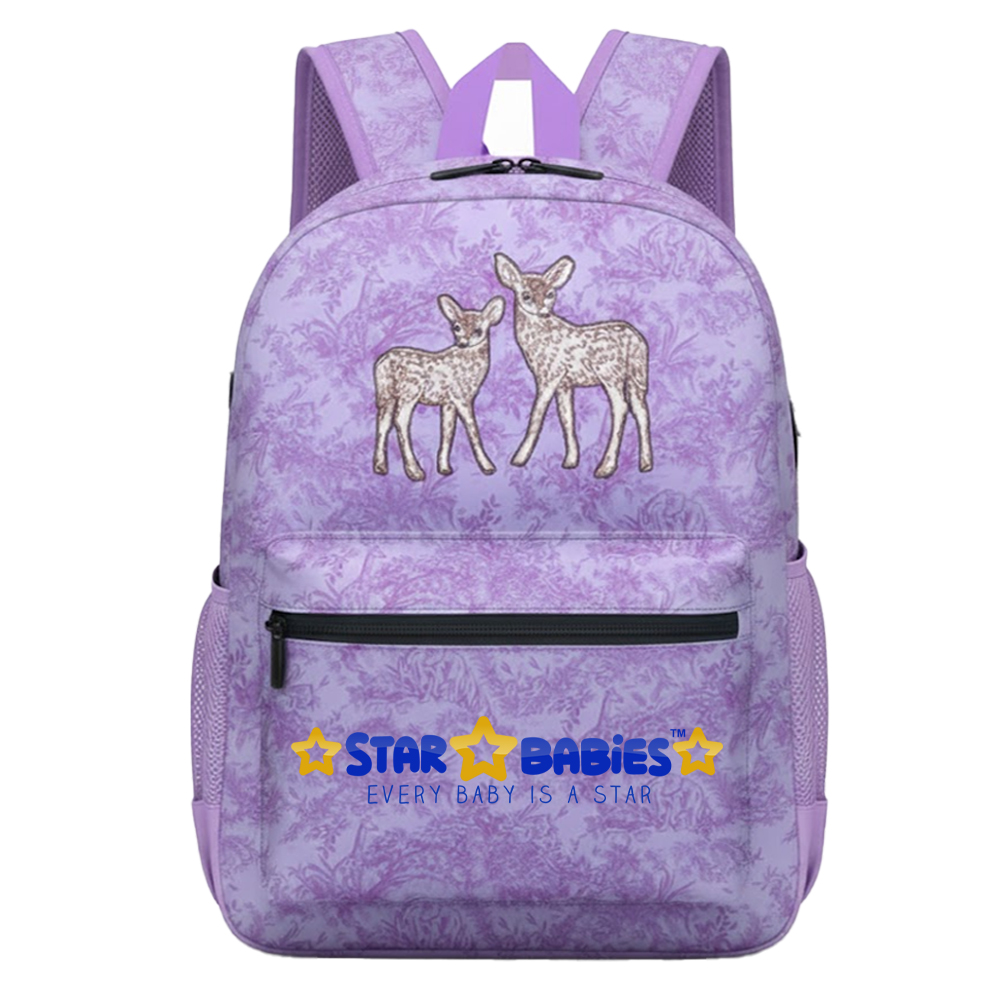 Star Babies Deer Print School Bag - Lavender